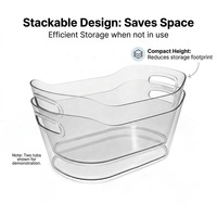 2 seaux à glace en plastique PET transparent et durable de 12 L avec poignée, seaux à champagne, seaux à glace pour bar à cocktails et refroidisseur à vin pour fêtes