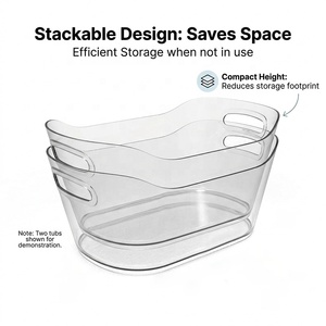 2 Cubos de <span class=keywords><strong>Hielo</strong></span> de Plástico PET Transparente y Duradero de 12L <span class=keywords><strong>con</strong></span> Asa, Cubo para Champán, Enfriador de Vino y Cócteles para Fiestas - Product Image 4