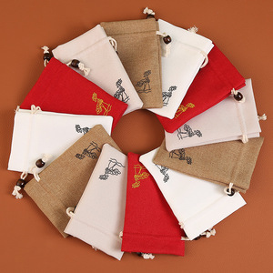 Bolsa de Cordón con Diseño de Loto Chino Tradicional, 8x10cm 10x14cm, para Empaque de Joyería, Almacenamiento de Regalos - Product Image 1