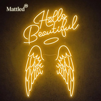 Enseigne néon LED personnalisée « Hello Beautiful Angel Wings » pour salon de beauté, chambre, fête, toile de fond pour selfies, décoration murale