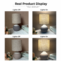 Lampe de table en céramique moderne avec abat-jour en tissu, style nordique, lampe de chevet, lumière nocturne, 220V E27 LED, télécommande tactile, décoration intérieure, chambre à coucher, hôtel