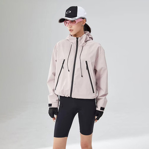 Veste courte à capuche pour femme, 3 couleurs unies, coupe ample, respirante, imperméable, coupe-vent, légère, pour le cyclisme et la randonnée - Product Image 2