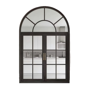 Ventanas francesas, correderas, retro, con arcos de hierro, abatibles, vidrio templado, tabiques decorativos de aluminio - Product Image 5