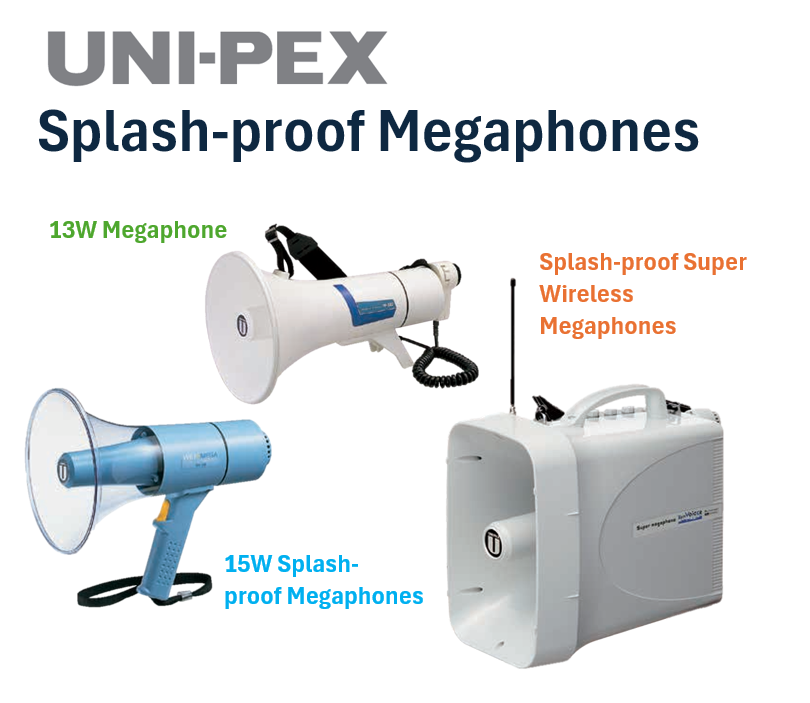 Rechargeable Uni-Pex Megaphones - Powerful & Splash-proof