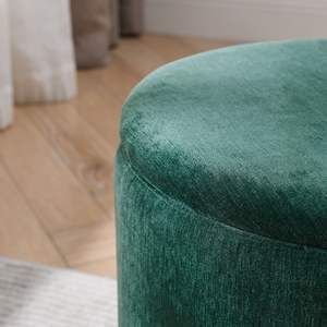 Juego de 2 piezas DB, otomana de almacenamiento de chenilla redonda con taburete pequeño en forma de tambor, escritorio HECHO DE MDF para dormitorio - Product Image 6