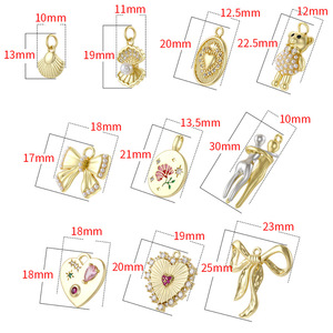 Glowluxe Joyería Creativa de Cobre, Pendientes Colgantes de <span class=keywords><strong>Moda</strong></span> con Perlas y Lazo de Amor, Colgante Personalizado Versátil con Diseño de Oso y Concha Chapado en Oro - Product Image 2