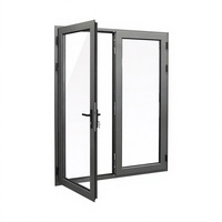 Fenêtre à battant moderne en alliage d'aluminium avec double vitrage de sécurité et moustiquaire en acier inoxydable, style villa, poignée à clé