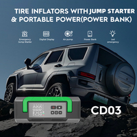 Démarreur de Voiture Portable avec Compresseur d'Air, Gonfleur de Pneus, Pompe à Air pour Voiture, Booster de Batterie pour Voitures