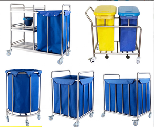 Ziekenhuis Verpleegkundige Schoonmaak Trolley Roestvrij Staal Medische 3 Zak 2 Zak Wasmiddel Inzamelwagen - Product Image 2