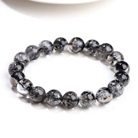 Diskon manik-manik Herkimer hitam alami pemrosesan kristal Herkimer gelang berlian