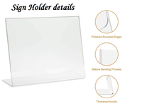Support de Table Incliné en Acrylique Transparent pour Vente en Gros, Présentoir de Menu de Bureau pour Restaurant et Mariage, Affichage sur Table, OEM Disponible