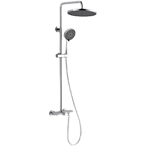 Ensemble de douche en laiton haute pression <span class=keywords><strong>avec</strong></span> douchette à main finition chromée et jet pluie pour usage domestique et hôtelier - Product Image 1