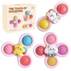 3pcs bébé ventouse spinner toys infantile toupie jouet de bain ventouse fossette sensorielle fidget jouet de filature pour l'apprentissage des tout-petits - Product Image 1