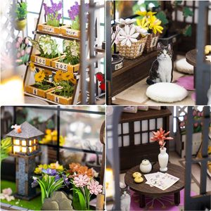 Hamaileon - Casa de Flores de Cerezo Japonesa Ecológica para Hacer Uno Mismo, Rompecabezas de <span class=keywords><strong>Madera</strong></span> 3D, Kit de Casa de Muñecas <span class=keywords><strong>en</strong></span> Miniatura, Luces LED, Manualidades, Regalos - Product Image 3