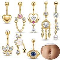 Piercing de nombril pour femme en acier inoxydable plaqué or, design de niche exquis, avec pampille en forme de cœur et motif patte de chat, style sexy