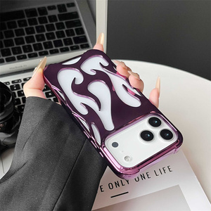 Per <span class=keywords><strong>iPhone</strong></span> 17 aria cava 3D fiamma di fuoco custodia per telefono cellulare 13 <span class=keywords><strong>14</strong></span> 15 16 Pro Max raffreddamento radiazione di calore Blaze placcato Tpu - Product Image 4