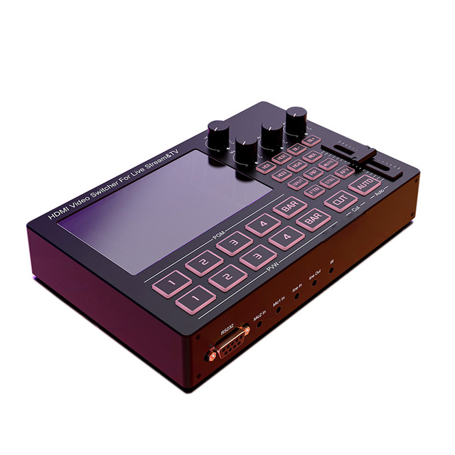 4K 4Channel HDMI Video Switcher with Built-in 5-inch HD Screen  Live Streaming TV Switcher for Professional Live 1080P 60HZ