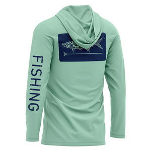 للبيع بالجملة ملابس صيد أسماك بحرية سريعة الجفاف فوق بالأشعة فوق بالعربية ، قمصان أداء بغطاء رأس بأكمام طويلة للصيد في البحر - Product Image 2