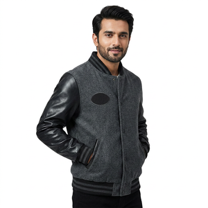 Custom <b>Men's</b> Melton Wool Varsity <b>Jacket</b> New Style <b>Thin</b> Canvas Leather <b>Jacket</b> Wholesale CollegeBaseballjacket for <b>men</b> - Product Image 1