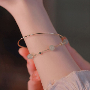 Hetian <b>Jade</b> Double Layer Bracelet For Women Simple Stackable <b>Bangle</b> Gift Jewelry - Product Image 1