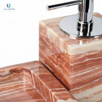 Ensemble d'accessoires de salle de bain en marbre rouge Luca Monica |   Vase en pierre polie, plateau, distributeur de savon, pot à bijoux avec couvercle, décoration intérieure, OEM personnalisé