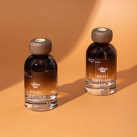 50ML 100ML 200ML vide mat ambre roseau diffuseur bouteille en verre aromathérapie bouteille en verre avec couvercle en bois