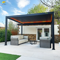 Outdoor-Projekt Gartenbau Aluminium-Pavillon Motorisiertes Dach Pergola Carport Mit LED-Beleuchtung