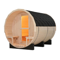 Sauna Exterior de Barril de Madera de Pino Blanco de Bajo Consumo Energético con Calentador de 6KW