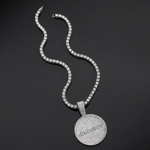 RENQING 새로운 스타일 5mm 테니스 체인 힙합 라인 석 및 합금 라운드 KONDEBOY 편지 펜던트 목걸이 - Product Image 2