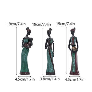 Set di 3 Pezzi Figurine in Resina Ecologica Dipinte a Mano con Tema Animali Africani, Ornamenti Tradizionali Neri, Decorazioni Esotiche per la Casa - Product Image 6