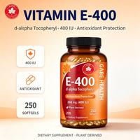 Gélules de Vitamine E-400 à Marque Blanche OEM, D-alpha Tocophérol 400 UI, Antioxydant d'Origine Végétale, 120 Gélules pour Adultes, Soin de la Peau Personnalisé
