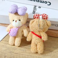 Mini petit doux avec croix diagonale ours en peluche porte-clés kawaii jouet dessin animé ours sac pendentif peluche breloque jouet pour fille cadeau