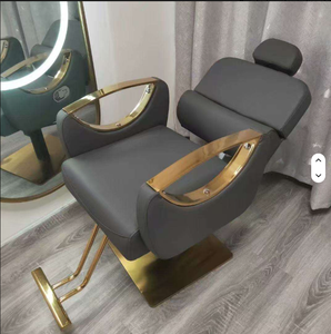 Modern Leather Seat Metal Frame Reclining Barber Chair with Hydraulic Pump and <b>Adjustable</b> Footrest-Commercial Salon Furniture - Product Image 1