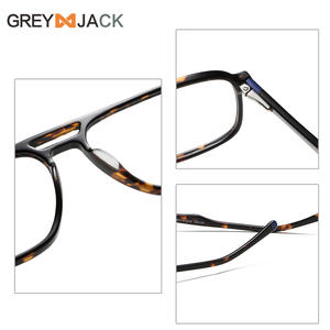 Monturas de gafas rectangulares Grey Jack, montura completa de acetato, anti UV, unisex, para miopía y uso sin prescripción médica - Product Image 3