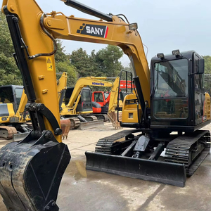 Mini-excavatrice hydraulique Sany d'occasion certifiée CE, en bon état, modèle original Sy75, excavatrice sur chenilles avec une masse opérationnelle de 6 tonnes - Product Image 1