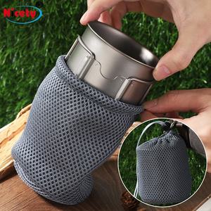 钛咖啡杯带盖折叠手柄野营徒步旅行背包户外登山 - Product Image 2