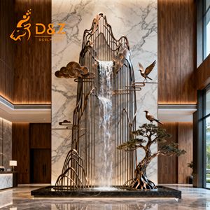 D & Z แบรนด์ที่กำหนดเองในร่มและกลางแจ้งที่ทันสมัยนามธรรมน้ำพุโลหะภูมิทัศน์น้ำตกสำหรับโรงแรมน้ำตกแต่ง - Product Image 4