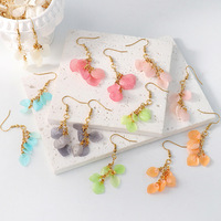 Anting-anting gantung bunga kering gradasi warna-warni gaya baru untuk perdagangan luar negeri, menampilkan bunga Hydrangea asli, dilapisi resin UV dan berlapis emas.