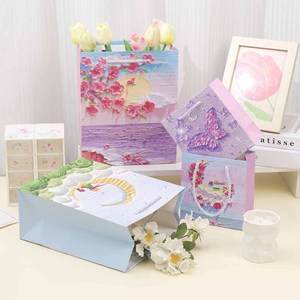 กระเป๋าใส่ของขวัญสุดพิเศษภาพวาดสีน้ำมันรูปเจ้าชายน้อยน้อยสุดๆกระดาษแข็งสีขาวหลายขนาดสำหรับวันหยุดและใช้ได้กับแบรนด์ยีวู - Product Image 2