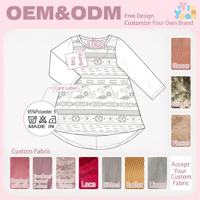 Robe Tunique Fille à Manches Raglan Longues, Imprimé Mixte, Ourlet Asymétrique, Col Rond, Boutons au Dos, Coupe Ample et Fluide, Robe de Jeu pour Enfants, Collection Automne, Style Boutique