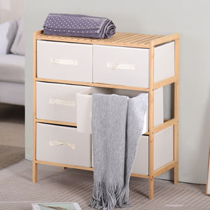 Moderner 3-lagiger Bambusrahmen-Aufbewahrung schrank mit Stoff behältern 3 & 6 Schubladen Kommode für Schlafzimmer Toy Organizer & Toy Storage Unit - Product Image 1