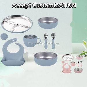 Ensemble de vaisselle pour bébé en silicone réutilisable et écologique, ensemble d'alimentation pour bébé en forme d'éléphant, conçu pour les enfants - Product Image 4