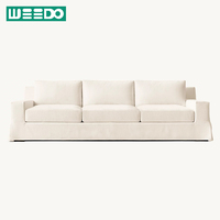 Juego de Sofás Chesterfield Modernos de Lujo Ligero para Villa, Estructura de Madera Maciza, Sofá Cama Modular, Tapicería de Lino con Esponja Acolchada, Cómodo