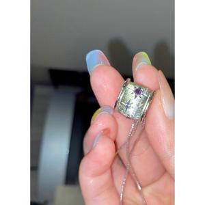 Collier en argent pur S925 avec diamant rose étoilé rond, boucle de route, pour femmes, yeux de chat, petite boule dorée, pendentifs de luxe, charmes - Product Image 2