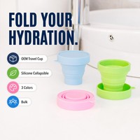 Vente chaude Sans BPA Écologique Portable Pliable Réutilisable Pliable Voyage Silicone Tasse À Café Tasse Idéal pour L'eau De Thé