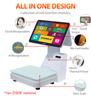 Konter Checkout AI 15.6 inci dengan Label skala layar lebar pengenalan otomatis Printer Label kertas modis terjual baik