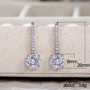 Orecchini pendenti a gancio con pavé di pietre scintillanti per donna, eleganti gioielli da orecchio - Product Image 5
