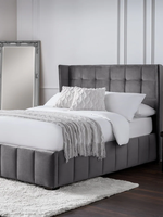 Cadre de lit Queen King Size Cadre de lit rembourré en velours de luxe tufté pour meubles de chambre à coucher