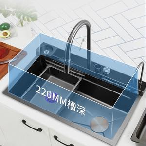 Fregadero de cocina integrado de acero inoxidable 304 negro dorado con diseño de panal de abeja, bajo encimera, multifuncional para verduras - Product Image 3