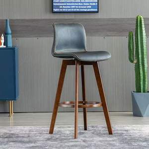 Meubles de <span class=keywords><strong>bar</strong></span> nordiques, tabourets de <span class=keywords><strong>bar</strong></span> modernes en bois massif avec dossier incurvé en lin pour la cuisine - Product Image 6